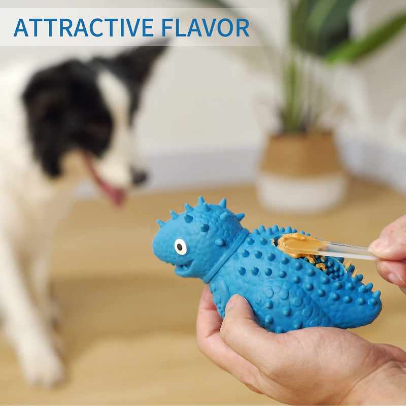 Toozey Dog Toys for Aggressive Chewers Large Breed, Cute Dinosaur Dog Chew Toys for Medium Large Dogs, Tough Non-Toxic Natural Rubber Squeaky Dog Toys Blue - PawsPlanet Australia
