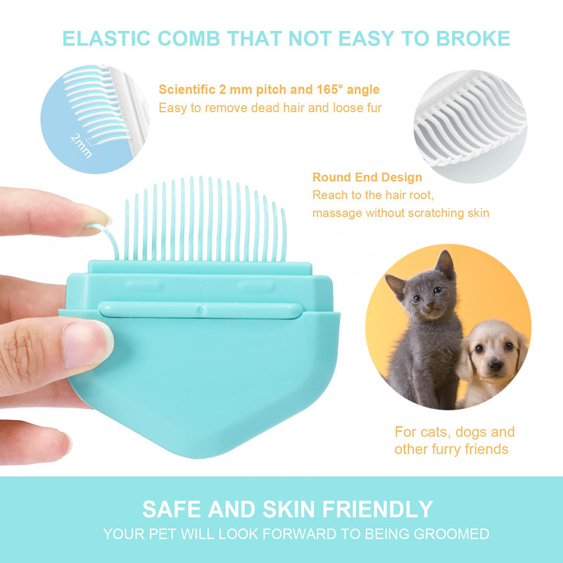 VMPETV 2-in-1 Cat Comb for Deshedding Massage Detangling Dog Cat Brush for Short Long-haird Cats Portable Cat Grooming Supplies, Compact Cat Hair Brush Dematting Tool for Dogs, Puppies and Small Pets Mint Green - PawsPlanet Australia