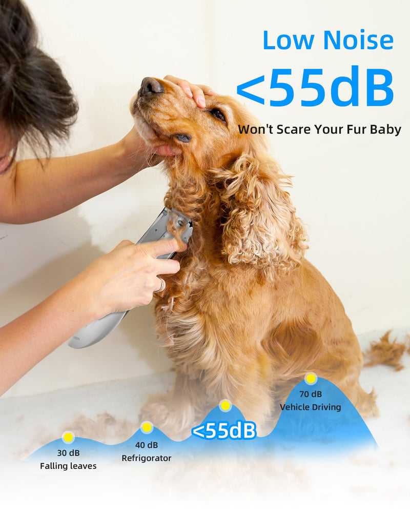 Dog Clippers for Grooming Dog Hair Trimmer Kit Vacuum Dog Clippers 3-Speed Low Noise Rechargeable Cordless Pet Shaver Clippers Tools for Small & Large Dogs Cats - PawsPlanet Australia