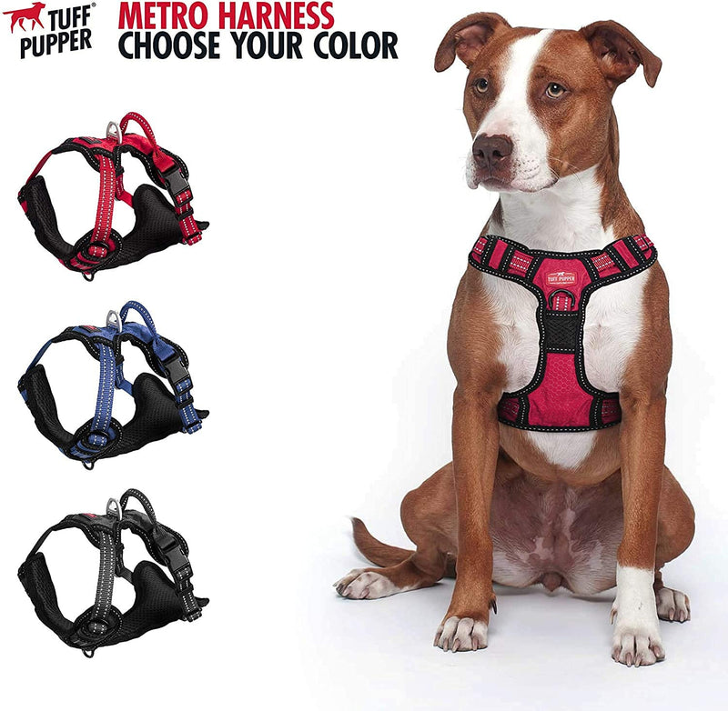 Upgraded for 2022 - Metro No Pull Dog Harness | Reflective Dog Harness | Front/Back Leash Clips | Safety Handle | Padded Training Dog Harness for Comfort | Adjustable Small Medium Extra Large Dogs Small (Neck: 12-17" , Chest: 15-19") Epic Black - PawsPlanet Australia