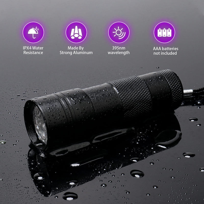 Black Light Flashlight, SEVENKA 2 Pack 12 LED UV Blacklight Flashlight, 395nm Handheld Mini Torch Light, Professional Urine Detector for Dog Pet Urine Stains, Bed Bugs and Scorpions. 2 Pack Black Light - PawsPlanet Australia
