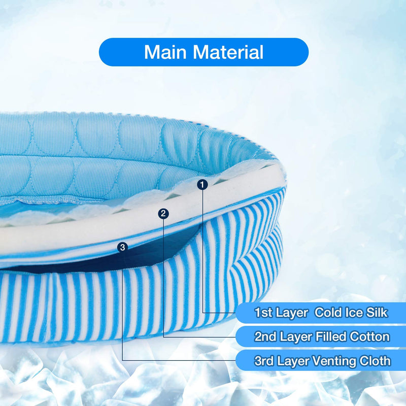 Pet Soft Dog Cool Mat - Dog Cooling Mat 2021 Newest Summer, Ice Silk Cooling Pads Bed for Cats Dogs, Washable Cool Mattress for Puppies (Blue, L) Blue - PawsPlanet Australia