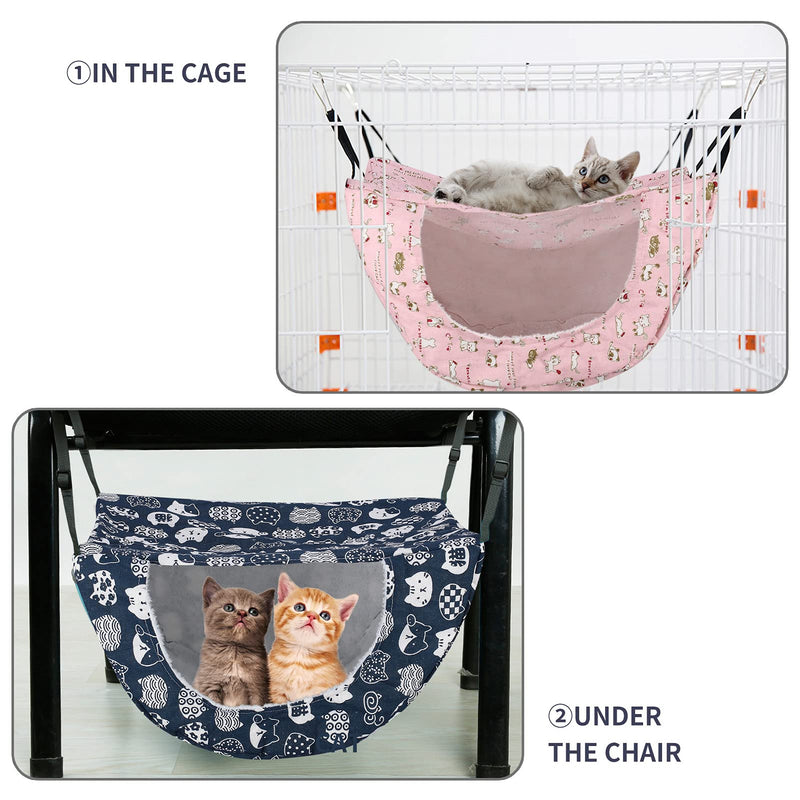 2 Tier Hanging Cat Cage Hammock, Breathable Small Animal Sleeping Bag with Thin & Plush Mat Double-Side Ferret Chair Cage Hammock with Adjustable Belt for Puppy Kitty Rabbit White - PawsPlanet Australia