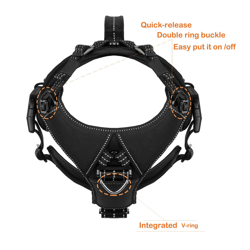 ICEFANG GN8 Quick-Moving Tactical Dog Harness with Handle ,Reflective Pet Vest,No-Pull Front Lead ,5-Points Adjustable,Hook and Loop Panel for Patch Medium (Pack of 1) Black - PawsPlanet Australia