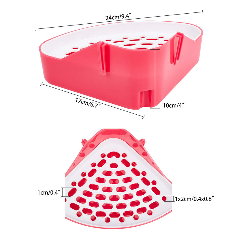 AHANDMAKER Toilet for Rabbit, Bunny Litter Box Sets with Triangle Potty Trainer Corner Litter Box and Mini Broom Brush and Dustpan for Guinea Pig Ferret Chinchillas Rabbits, Pink - PawsPlanet Australia