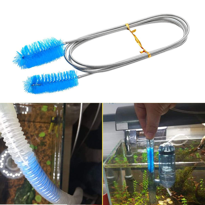WEITY 2 Pack Aquarium Cleaning Brushes, 61-Inch Stainless Steel Springs, Flexible Drain Brush Double Ended Hose Pipe and 2 Straw Cleaning Brushes, Used for Fish Tank Household Kitchen Washing Tools - PawsPlanet Australia