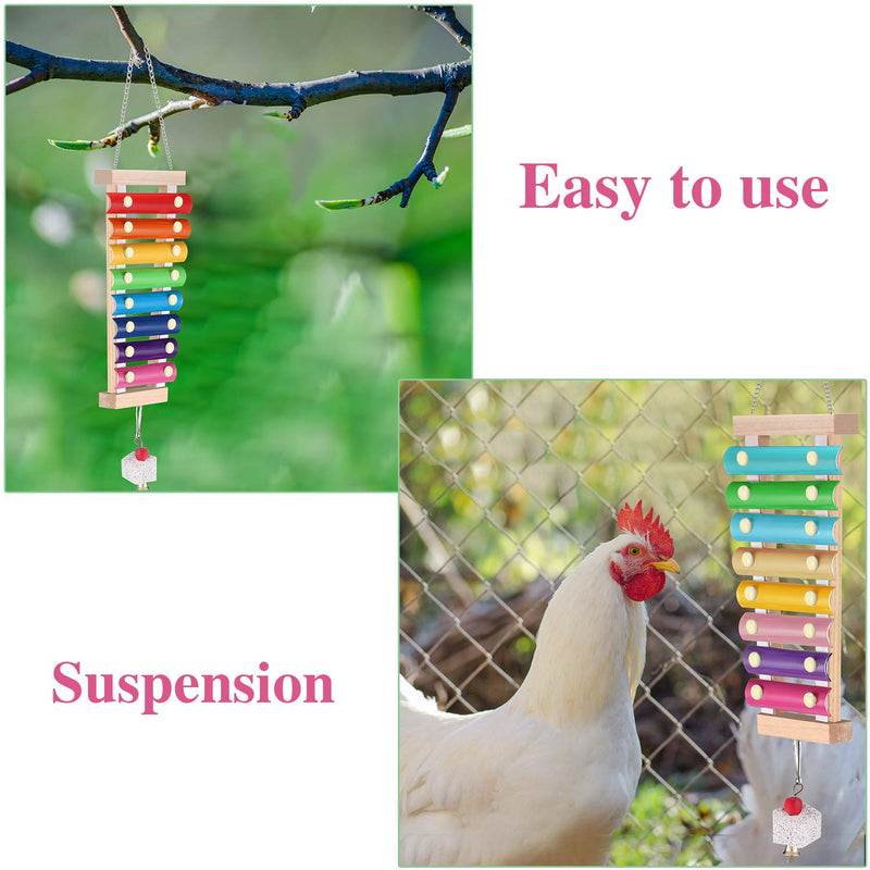 2 Pieces Chicken Toy Wooden Xylophone Toy Hen Musical Toy with 8 Metal Keys and 1 Grinding Stone For Chicken Coop Cages - PawsPlanet Australia