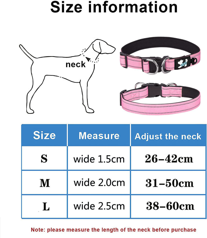 Haoyueer Padded Dog Collar Reflective Dog Collars for Small Medium Large Dogs Comfortable Soft Neoprene Adjustable Basic Dog Collars (S, Purple) S - PawsPlanet Australia