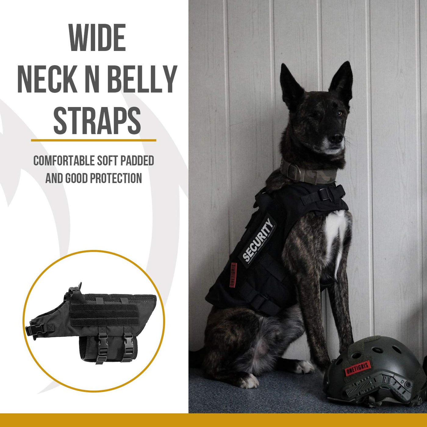 OneTigris Dog Harness,Dog Vest- Removable Neck Strap Compatible with  Assistance Harness & Handle