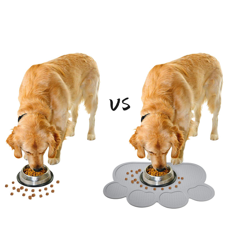 Heveer Pet Food Mat Cat Dog Feeding Mat Silicone Bowl Mat Non Slip Waterproof Placemat for Dogs Cats Food Water Bowls Grey - PawsPlanet Australia