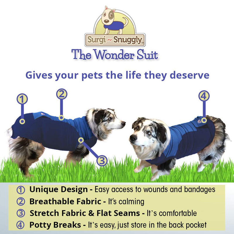 Surgi~Snuggly Dog Recovery Suit - Dog Cone E Collar Alternative for Dogs, Made with American Textile to Protect Your Pet's Wounds, The Original Dog Recovery Suit 2XL-S (Pack of 1) Double Blue - PawsPlanet Australia