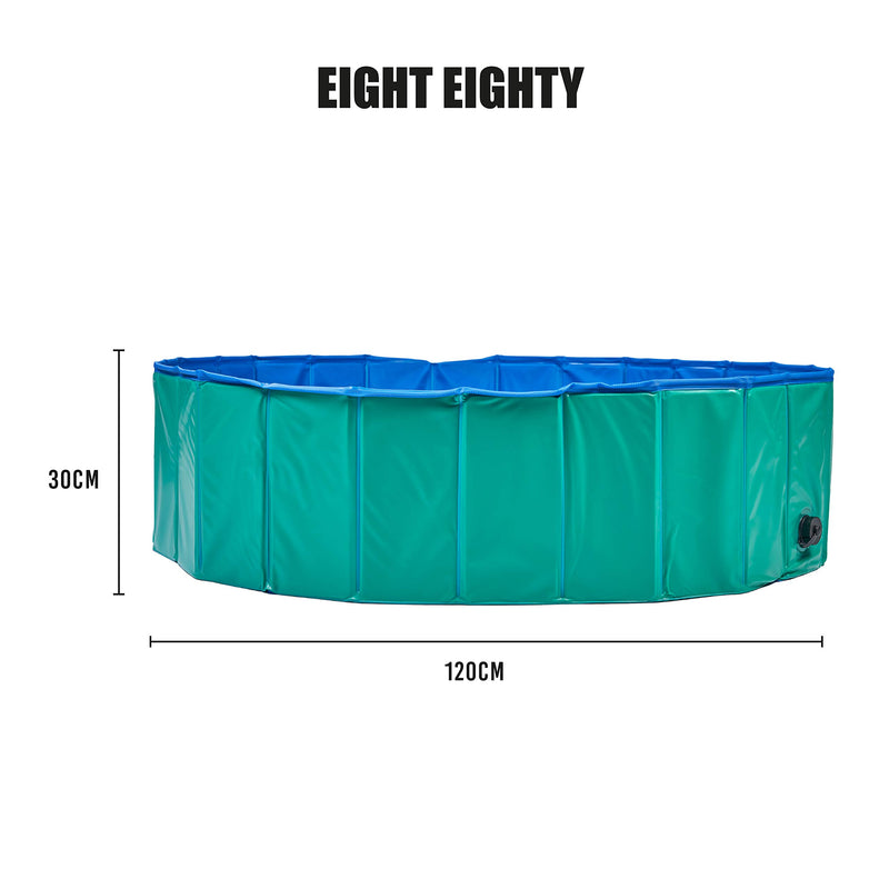 Pet Mania - Large Green Foldable Pet Swimming Paddling Pool for Dogs - 120x30cm - PawsPlanet Australia