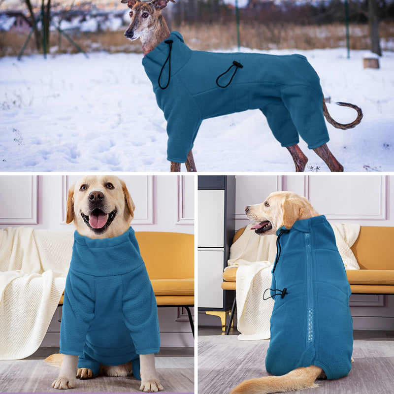 Hjyokuso Winter Dog Coat, Dog Jacket, Soft Fleece Dog Sweater for Small Medium Large Dogs, Windproof Pet Clothes Outfit with Zipper, Chihuahua Clothes (XXS-3XL) XXL Turquoise - PawsPlanet Australia