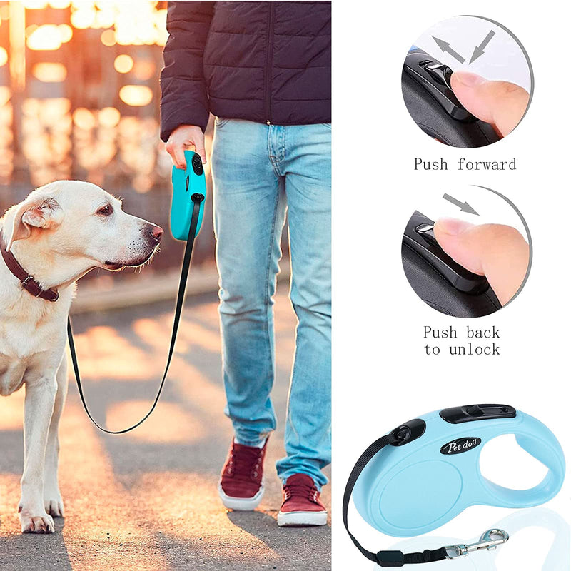 Retractable Dog Leash 16 ft Strong Nylon Tape Heavy Duty 360° Tangle Free One-Handed One Button Lock & Release Suitable for Small Medium Dog Cat - PawsPlanet Australia