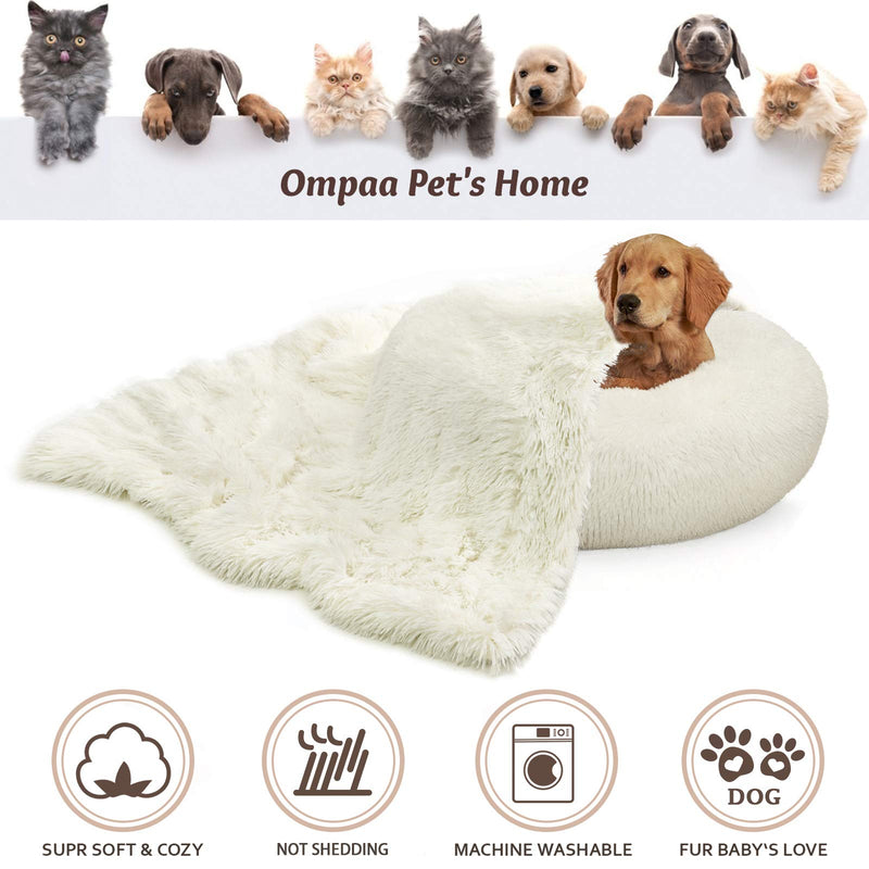 Ompaa Fluffy Dog Blankets for Dogs, Cats and Small Pets, Soft Plush Faux Fur Puppy Snuggle Blanket, Designed for Donut Cuddler Dog Bed, Self-Warming, Machine Washable Small ( 20" x 30" ) - PawsPlanet Australia