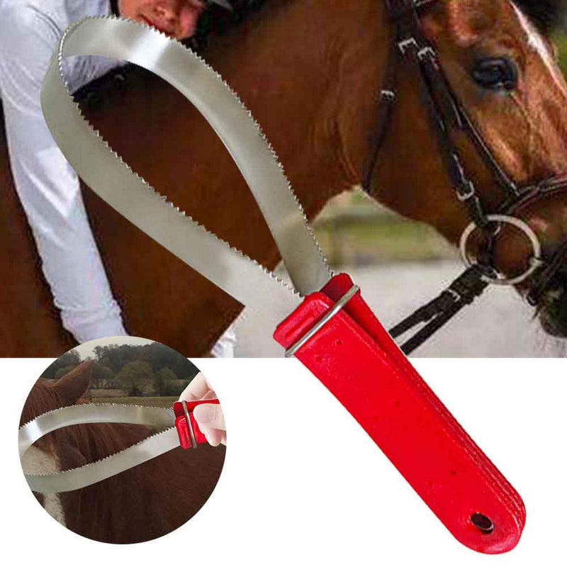 GeKLok Shedding Blade Horse Hair Brush Stainless Steel Dual Sided Blade Shedding Tool, Riding Horse Sweat Scraper(Red) red - PawsPlanet Australia
