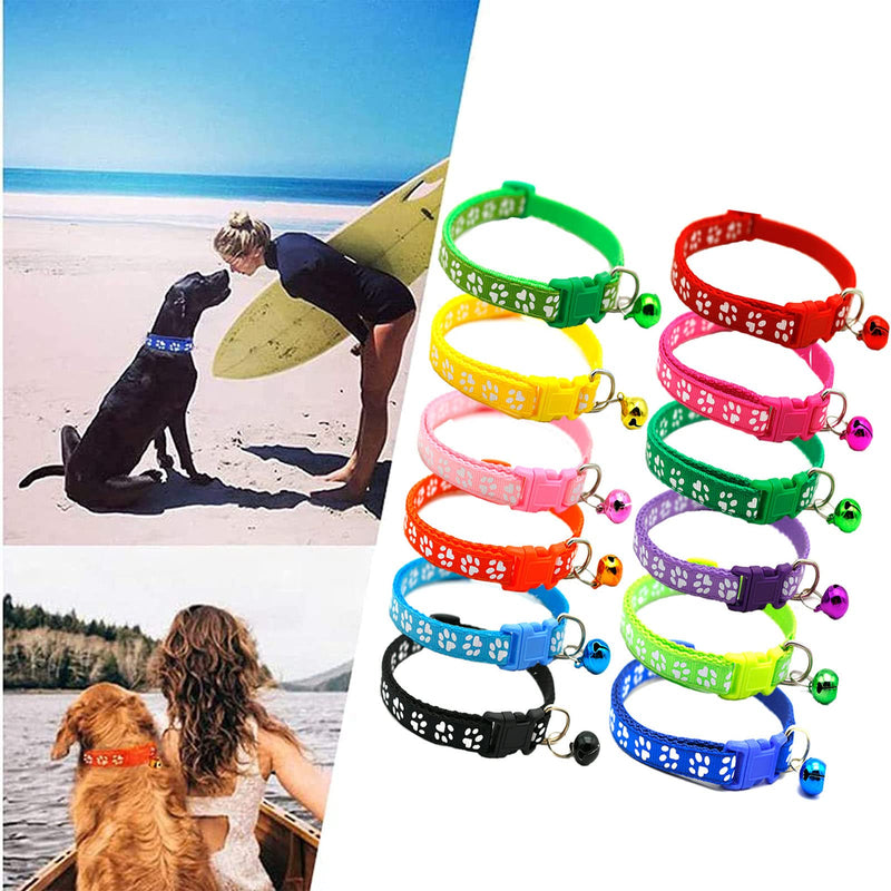 Pack of 12 cat collars, safety clasp, cat collars with bells, reflective cat collars, colorful cat collars, adjustable cat collar, for cats and puppies, rabbits - PawsPlanet Australia