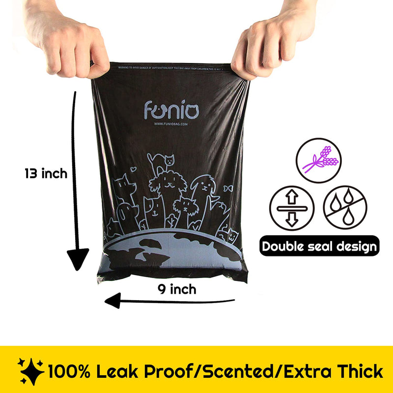 Funio Dog Poop Bag Eco Friendly Poop Bags,360 Counts Dog Poop Bags with Dispenser,Extra Thick and Leak Proof, EPI Additive Meets ASTM D6954 Black Lavender-Scented - PawsPlanet Australia