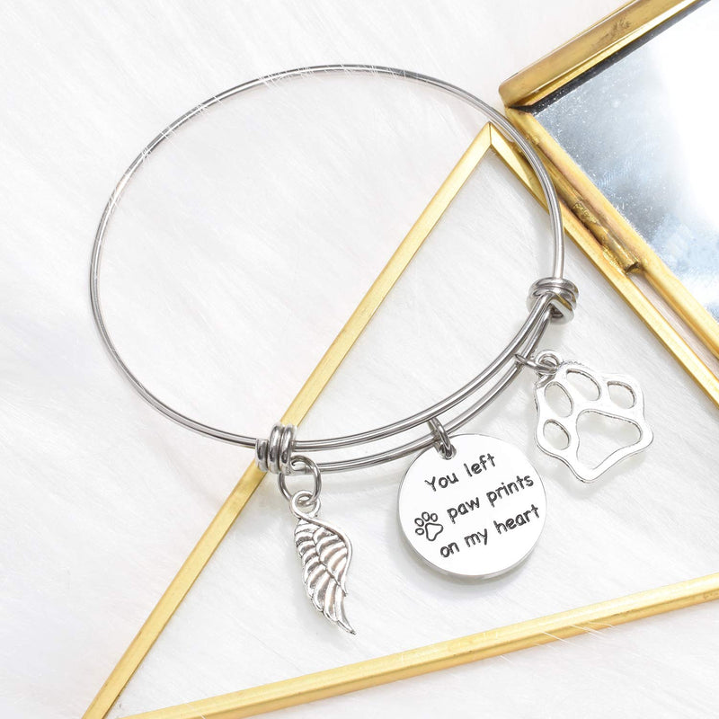 [Australia] - ecobuty Loss of Pet Memorial Gifts You Left Paw Print On My Heart Jewelry Sympathy Gift for Pet Owner Dog Memorial Gifts Remembrance Loss of Pet Gifts Loss of Pet Bracelet Left Paw Print-BR 