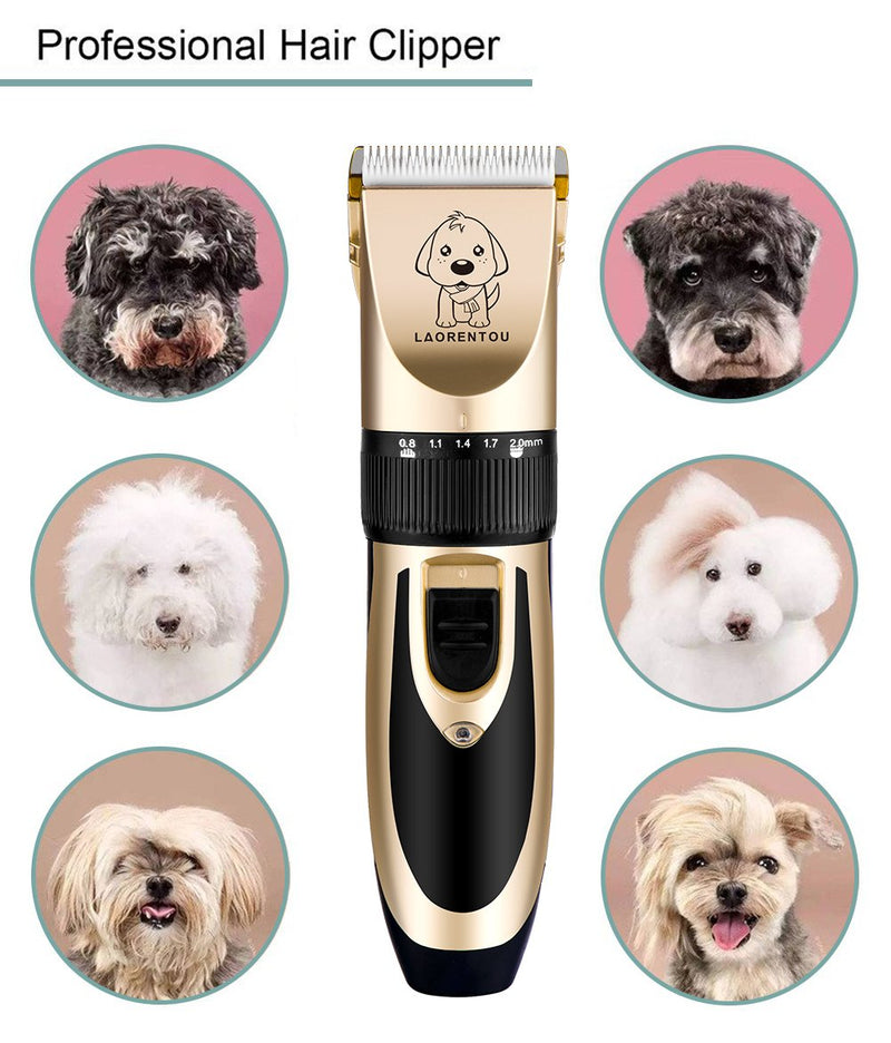 Dog Clippers, Professional Electric Cat Dog Grooming Clippers Kit with 4 Comb/Scissors/Nail File/Claw/Hair Clippers, Cordless Pet Grooming Clippers Trimmer Tool with Low Noise Vibration for Dog Cat S - PawsPlanet Australia