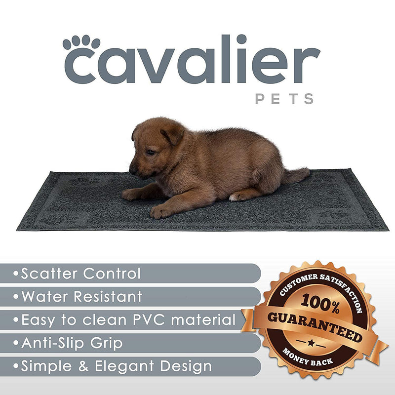 Cavalier Pets, Dog Bowl Mat for Cat and Dog Bowls, Silicone Non-Slip Absorbent Waterproof Dog Food Mat, Easy to Clean, Unique Paw Design Medium (24-Inch) Black - PawsPlanet Australia