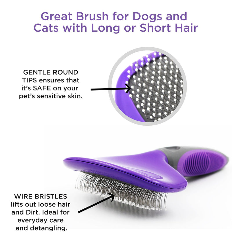[Australia] - Hertzko Pin Brush for Dogs and Cats with Long or Short Hair – Great for Detangling and Removing Loose Undercoat or Shed Fur – Ideal for Everyday Brushing 