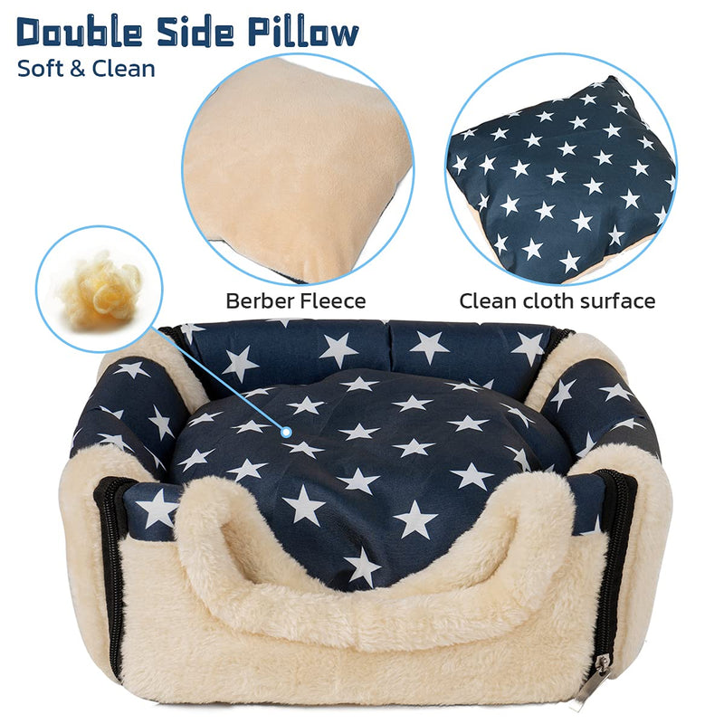Pet soft Guinea Pig Bed Rabbit Bed Cozy Guinea Pig Hideout House Bunny Hideout for Rabbits Hamster Bunny Rats Chinchilla Cave Bed Small Animal Bed Blue Stars - PawsPlanet Australia