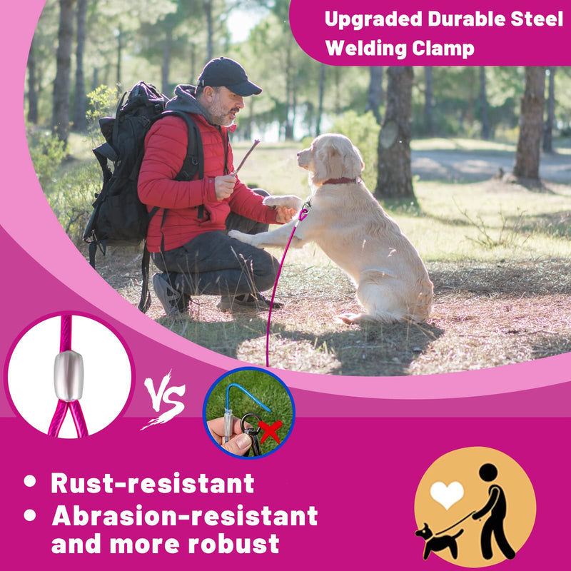 HaiYUAN Dog Tie Out Cable 10/15/20/25/30 FT Dog Runner for Yard Steel Wire Dog Cable with Durable Superior Clips Pink Dog Chains for Outside Dog Lead for Large Dogs Up to 165 lbs 15FT - PawsPlanet Australia