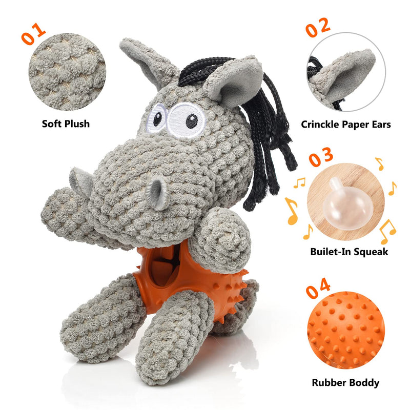 Sedioso Dog Toy, Dog Chew Toys for Large Breed, Cute Squeaky Dog Toys with Crinkle Paper, Food Dispensing Dog Toys for Puppy, Small, Middle, Big Dogs Grey - PawsPlanet Australia