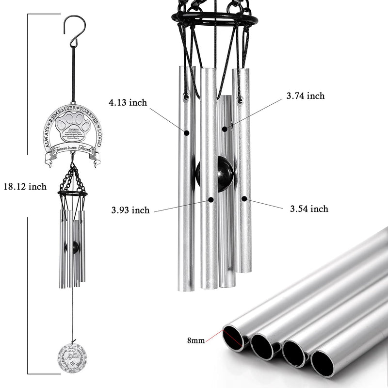 YOUIN Pet Memorial Wind Chime 18" - Metal Pet Memorial Gift to Honor with “Forever in My Heart” Poem Sympathy Wind Chime for Loss of Pet Gift, Loss of Dog/Cat Gift, Garden Home Yard Hanging Decor - PawsPlanet Australia