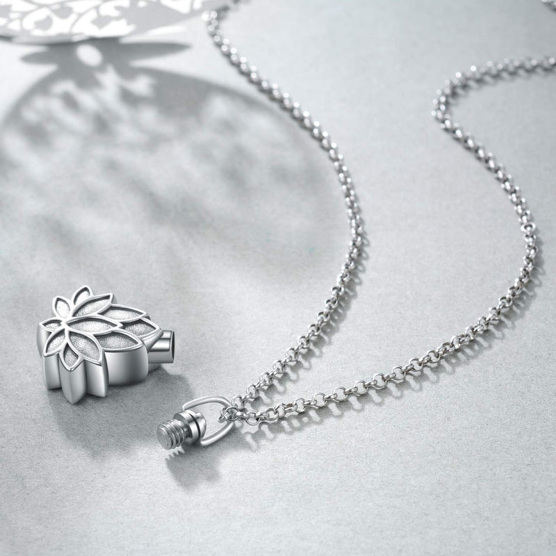 WINNICACA Ashes Cremation Necklace Urn S925 Sterling Silver Cremation Necklace for Memory Ashes Necklaces for Women Memorial Urn Heart Necklace Fashion Jewellery lotus ashes necklace - PawsPlanet Australia