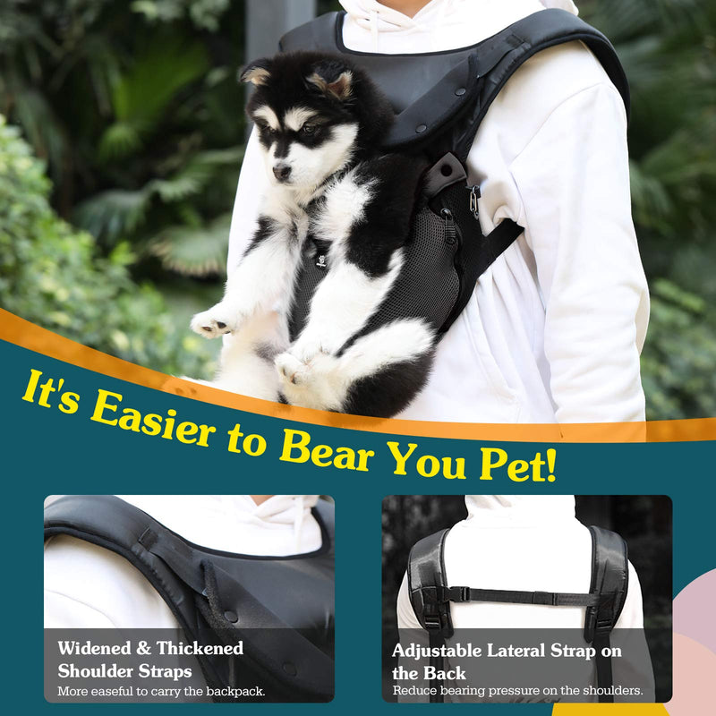 VavoPaw Pet Carrier Backpack, Adjustable Pet Front Backpack Dogs Cats Safety Carrier Travel Bag, Legs Out, Easy-Fit for Traveling Hiking Camping for Puppies, Small and Medium Dogs & Cats Black - PawsPlanet Australia