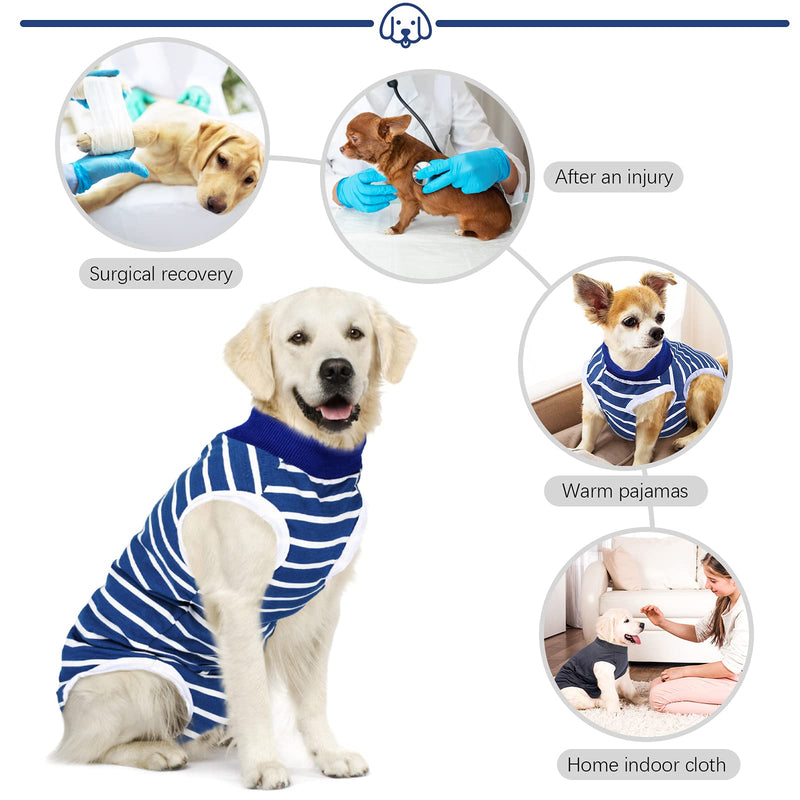 URATOT 2 Pack Recovery Suit Dog Surgical Recovery Suit Puppy Medical Surgical Clothes Dog Post-operative Vest for Abdominal Wounds Skin Diseases, Small S Blue and White Stripes, Grey - PawsPlanet Australia