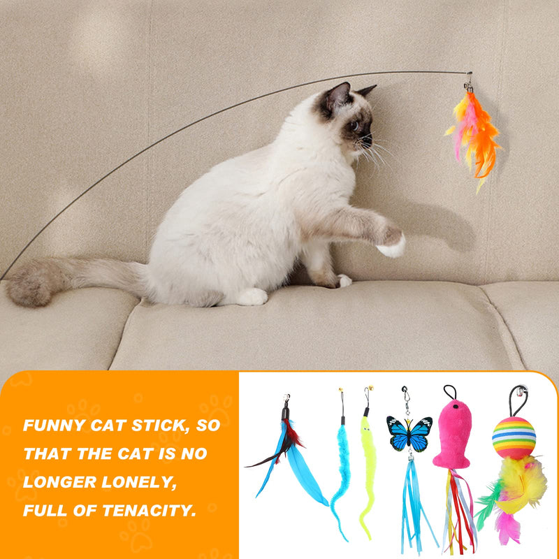 YUTUY Cat toy set with cat tunnel, 42 pieces cat toy set, with balls, feather toys, toy mice, cats, catnip, fish, 2-way cat tunnel (black) - PawsPlanet Australia