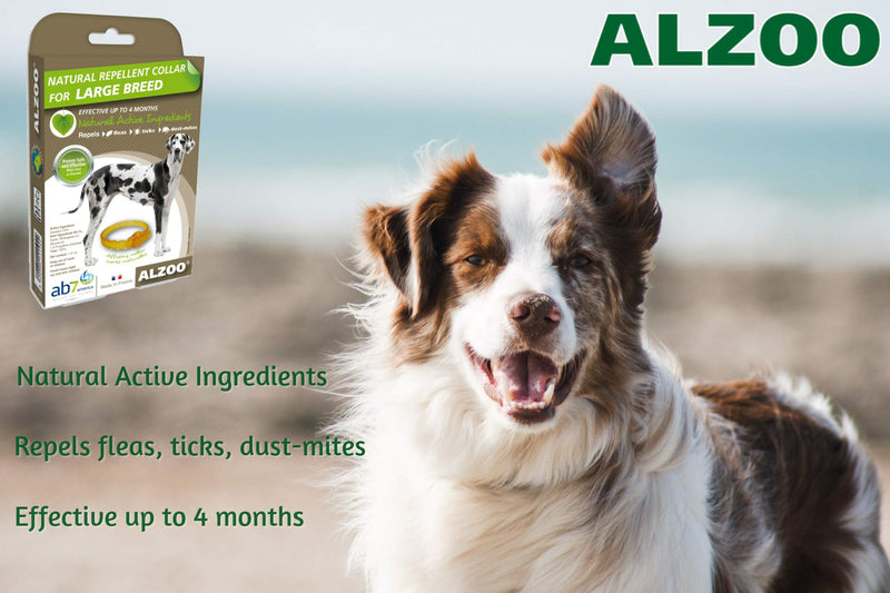 ALZOO Natural Repellent Diffusing Dog Collar | Repels Fleas, Ticks, Dust-Mites Using Natural Active Ingredients | for Large Sized Dogs | Phtalate and PVC Free - PawsPlanet Australia