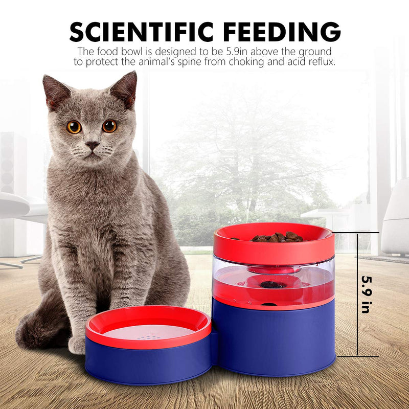 Yowea Cat Food Bowls Elevated, Raised Cat Bowls for Food and Water Set, Automatic Waterer Dispenser, Plastic Food Grade Material, No Spill Non Tip Over Pet Dish for Indoor Cats, Small Dogs(Blue) blue - PawsPlanet Australia