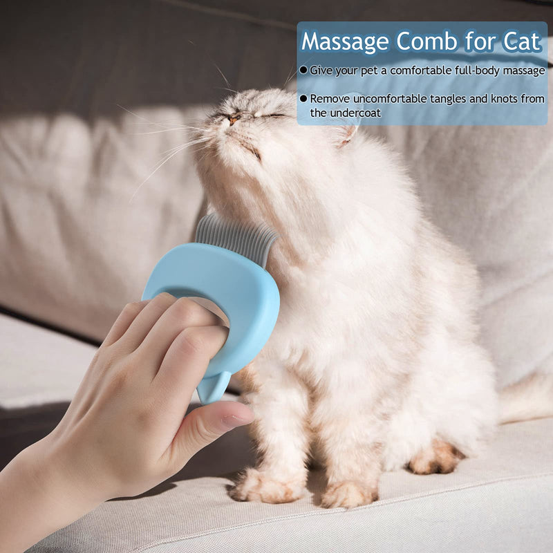 3+1pcs Cat Comb Massager, Cat Massage Grooming Comb & Dog Massage Grooming Comb, Pet Hair Remover for Matted Tangled Hair Fur Knots, Cat Combs Deshedding, Cat Shell Comb, Pet Shell Comb for Cat Dog 1Pcs Blue - PawsPlanet Australia