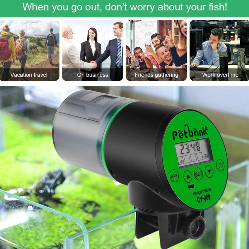 Petbank Automatic Fish Feeder - Rechargeable Timer Fish Feeder with USB Charger Cable, Fish Food Dispenser for Aquarium or Fish tank2 - PawsPlanet Australia