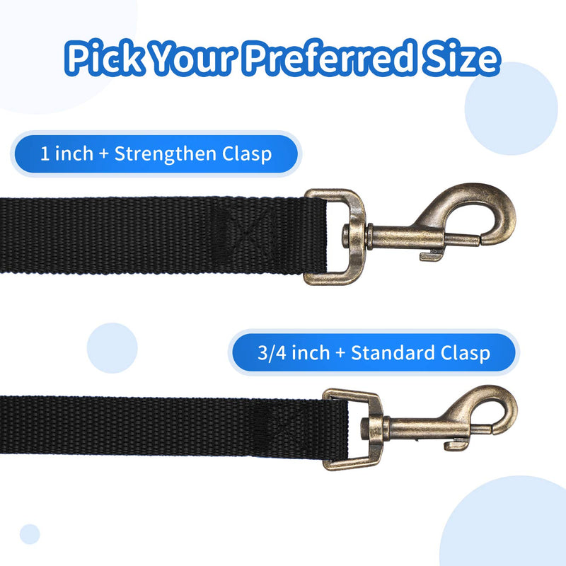 HIKISS 4FT Dog Leash, Strong and Durable Leash with Easy to Use Collar Hook,1 Inch Wide Dog Leashes for Medium and Large Dogs(Black 1" x 4 ft) 1 in x 4ft Black - PawsPlanet Australia