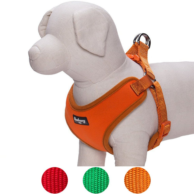 [Australia] - Blueberry Pet Harnesses for Small dogs Classic Solid Padded Dog Harness Vest Orange Fusion 14" Neck * 17-21" Chest 