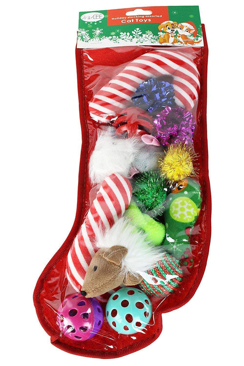 [Australia] - Midlee Christmas Stocking Cat Toy Gift Set (14 Toys) 