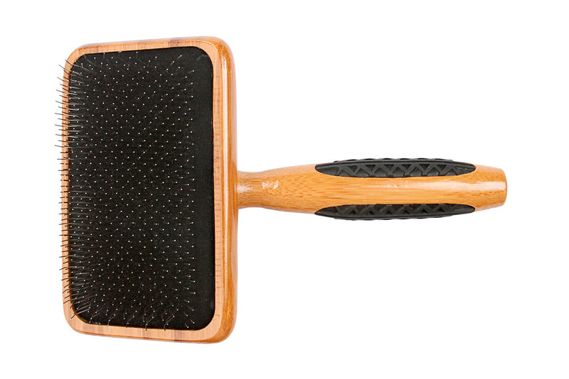 [Australia] - Bass Brushes Large Slicker Style Pet Brush with Bamboo Wood Handle and Rubber Grips 