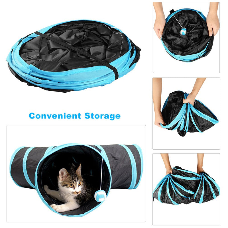 Asiv 3-Way Foldable play tunnel with shaky ball for Cat, Puppy, Kitten and rabbit - PawsPlanet Australia