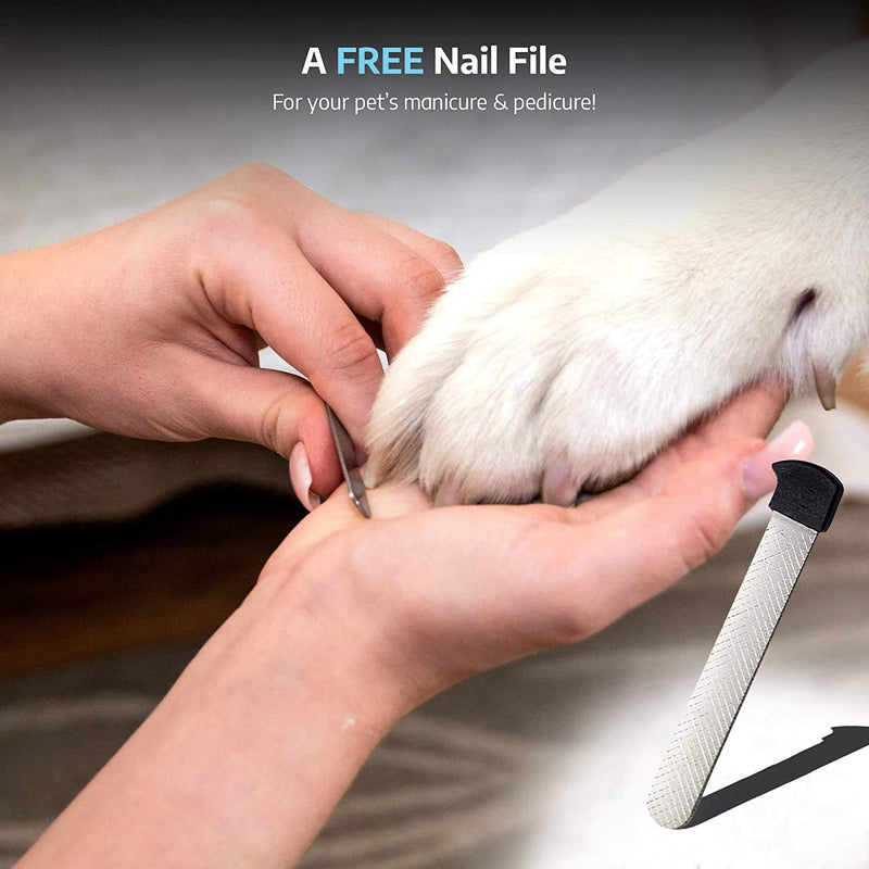 Dog Nail Clippers – Professional Clippers with Pull Out File – Easy and Quick Puppy Grooming Kit Accessory – Non-Slip Ergonomic Handles – Safety Stop Design - PawsPlanet Australia