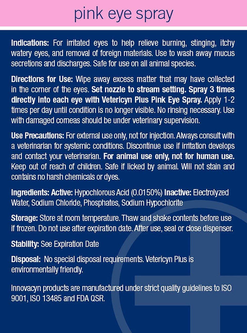 Vetericyn Plus Pink Eye Spray. Safe and Effective Relief for Redness, Irritation, Discharge and Drainage. No Stinging or Burning. for Cats, Dogs, Livestock and More. (16 oz 473 mL) - PawsPlanet Australia