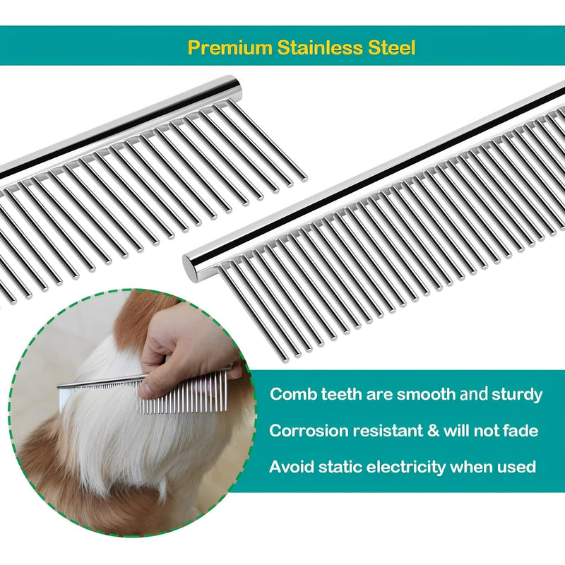 Dog Combs Pet Steel Comb Pet Comb Stainless Steel Pet Grooming Comb for Removing Tangles and Knots, Poodle Grooming Deshedding Tool - PawsPlanet Australia