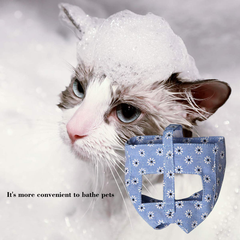ZUKIBO Cat Muzzle for Grooming Meowing, Cat Bite Mouth Guard Head Eye Cover, Pet Cotton Adjustable Restraint Muzzles Blindfold Face Mask blue - PawsPlanet Australia