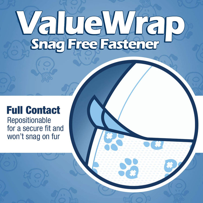 [Australia] - ValueWrap Disposable Male Dog Diapers, Wraps, 1-Tab Large, 24 Count - Absorbent Male Wraps, Incontinence, Excitable Urination, Travel, Snag-Free Fastener, Leak Protection, Wetness Indicator 