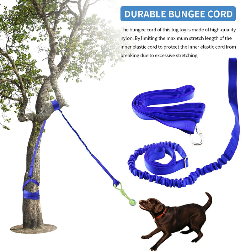 Outdoor Hanging Bungee Dog Toy, Retractable Interactive Tether Tug Dog Toy with 2 Chew Rope Toys for Small to Large Dogs - Best for Tug of War, Bite Training, Pull Exercise, Solo Play (blue) blue - PawsPlanet Australia