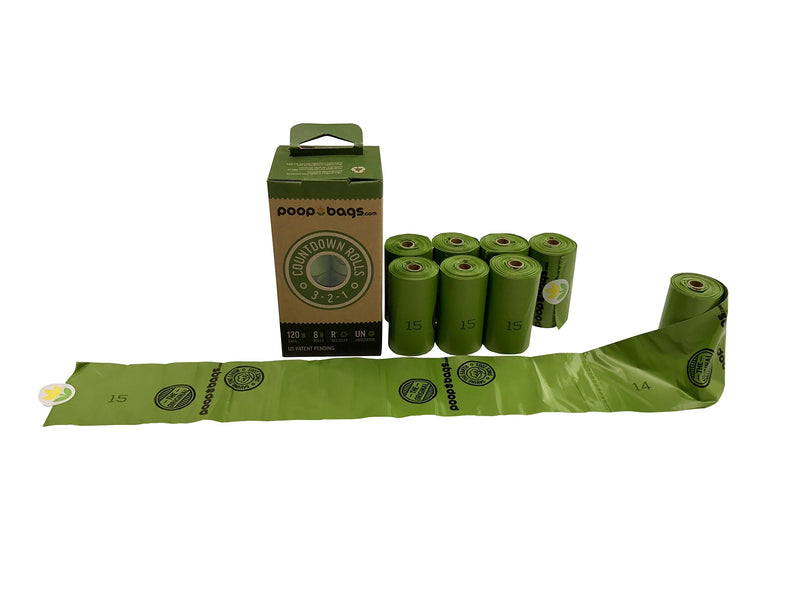 [Australia] - PoopBags Recycled 9x13 Dog Waste Bags- Doggie Poop Bags, Eco-Friendly on a Roll 8 rolls, 120 bags 